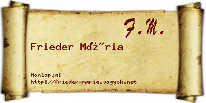 Frieder Mária névjegykártya